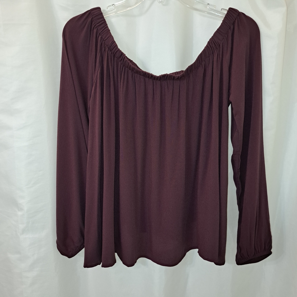 NWT Tobi Wine Color Sz M Women's Flowy High/low Blouse Rayon - Picture 11 of 11